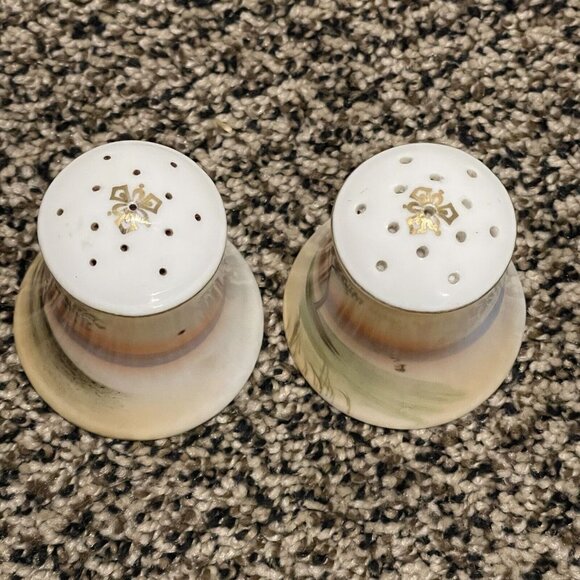 VTG Salt Pepper Shakers 3" Japan Hand Painted Nature Scenes Porcelain Multicolor - Picture 5 of 10